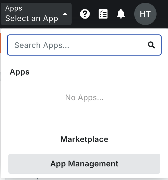 The Procore Apps menu with App Management selected